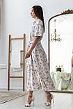 Жіночна міді штапельна сукня Флорет-літо з коміром та кишенями 42-56 розміри різні кольори молоко, фото 7