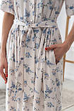 Жіночна міді штапельна сукня Флорет-літо з коміром та кишенями 42-56 розміри різні кольори молоко, фото 6
