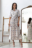 Жіночна міді штапельна сукня Флорет-літо з коміром та кишенями 42-56 розміри різні кольори молоко, фото 2