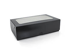 Коробка паперова чорна для суші з віконцем МАКСІ 200*130*50 мм 50 шт