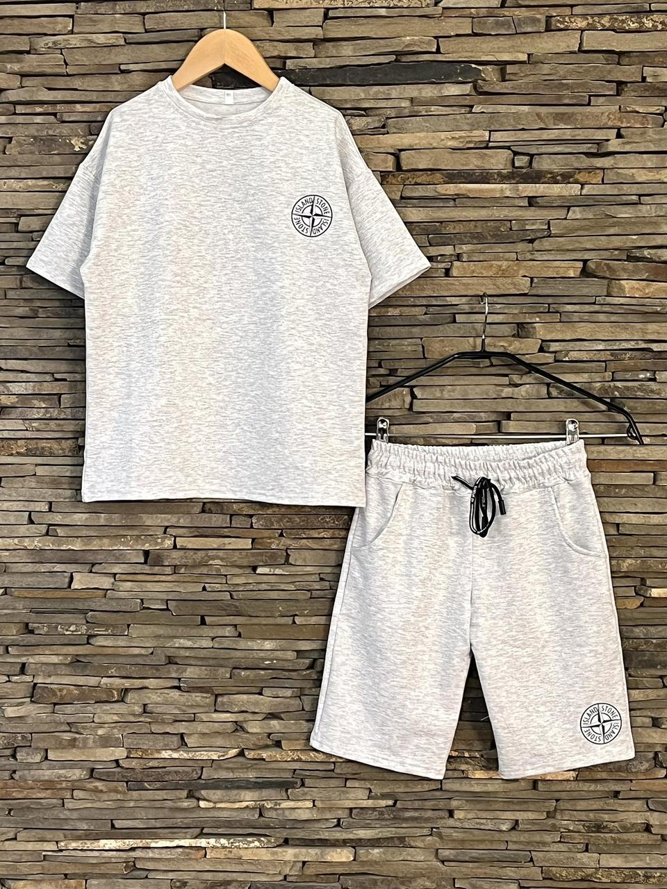 Костюм для хлопчика підлітка шорти з футболкою сірий, фото 1