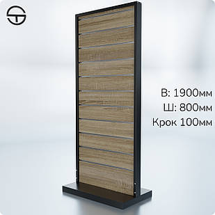 Стійка економпанель "КОН" 1900х800х400мм крок 100мм. Експопанель для гачків та полиць у магазин для аксесуарів