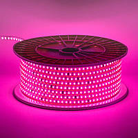 Світлодіодна стрічка рожева 220В 9Вт/м AVT smd2835 120ЛЕД/м IP65 11х5.5мм герметична