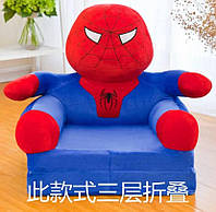 Мягкое детское кресло плюшевое  Человек-Паук,  бескаркасный мягкий диван-кресло для детей в номере
