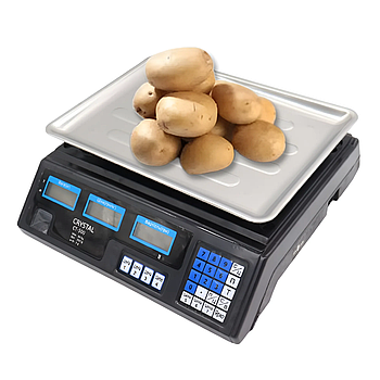 Ваги електронні до 50кг з калькулятором Crystal CT-500 / Ваги торгові з лічильником ціни / Електронні ваги