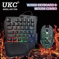 Игровая механическая usb клавиатура 35 клавиш с подсветкой и мышкой UKC GAMING 7768