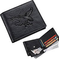 Кошелек мужской 3D орел, 11,5х9,3х1,5см Черный / Кошелек портмоне из искусственной кожи / Мужской бумажник