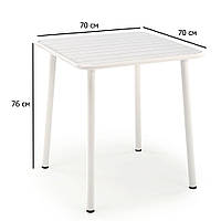 Квадратный стол для улицы Bosco 70 см белый металлический на четырех ножках