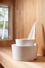 Набір Rento биокомпозит белый (шайка + черпак) для лазні та сауни, фото 4