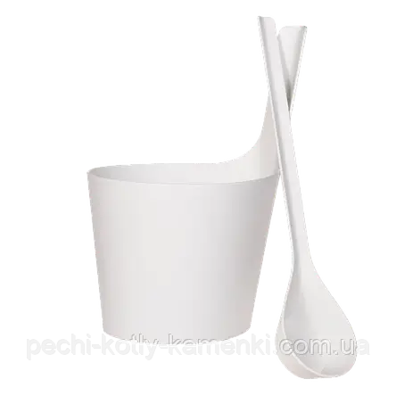 Набір Rento биокомпозит белый (шайка + черпак) для лазні та сауни, фото 1