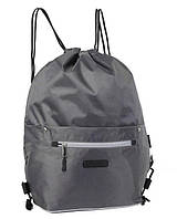 Детский рюкзак сумка мешок для сменной обуви серый модный городской тканевый спереди два кармана Dolly 831