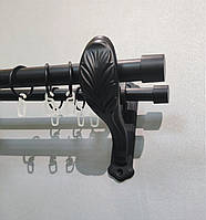 Карниз для штор металлический ЗАГЛУШКА подвійний 25+19мм ЛИСТ 400см (стык труб) Чёрный матовый