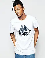 Мужская футболка Kappa белая спортивная футболка Капа Турция fms