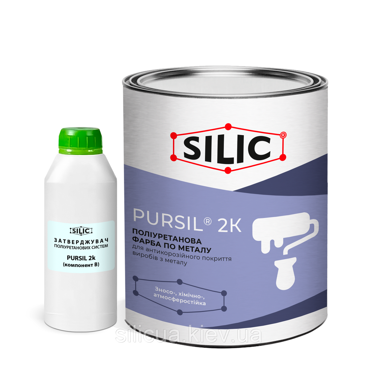 Поліуретанова фарба для металу Pursil 2K (1кг) Сілік