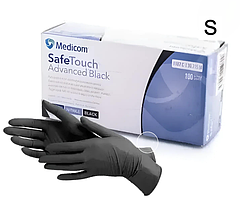 Рукавички нітрилові без пудри Medicom Black S 3.5 г 100 шт.