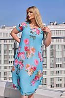 Шифоновое женское летнее платье Ткань:шифон + подкладка Размеры 52,54,56,58