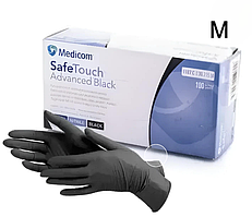 Рукавички нітрилові без пудри Medicom Black M 3.5 г 100 шт.