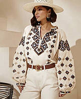 Вишиванка, сорочка, блузка з орнаментом вишивка хрестиком розміри S, M, L