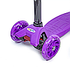 Триколісний самокат Scale Scooter Maxi до 60 кг зі світящимися колесами (Фіолетовий), фото 5