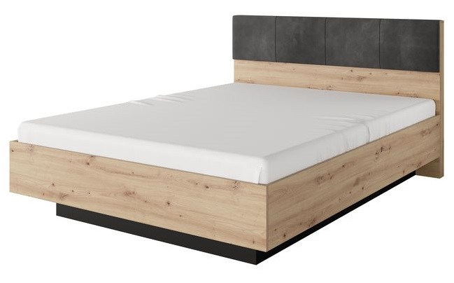 Ліжко з підйомним механізмом Таллі/Tally 160*200 см з м'яким ізголів'ям Дуб артизан/антрацит ТМ Perfect Home