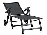 Шезлонг 187см чорний із алюмінія чорний 7-позиційний buuba, фото 6