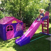 Детский набор Doloni домик XL и горка большая 243 см, розово-фиолетовый