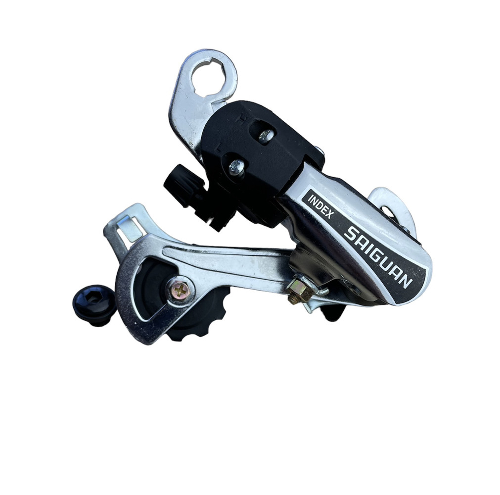 Перемикач задній SAIGUAN HG-21A 36T 6/7 шв індекс довгий важіль болт срібний, фото 1