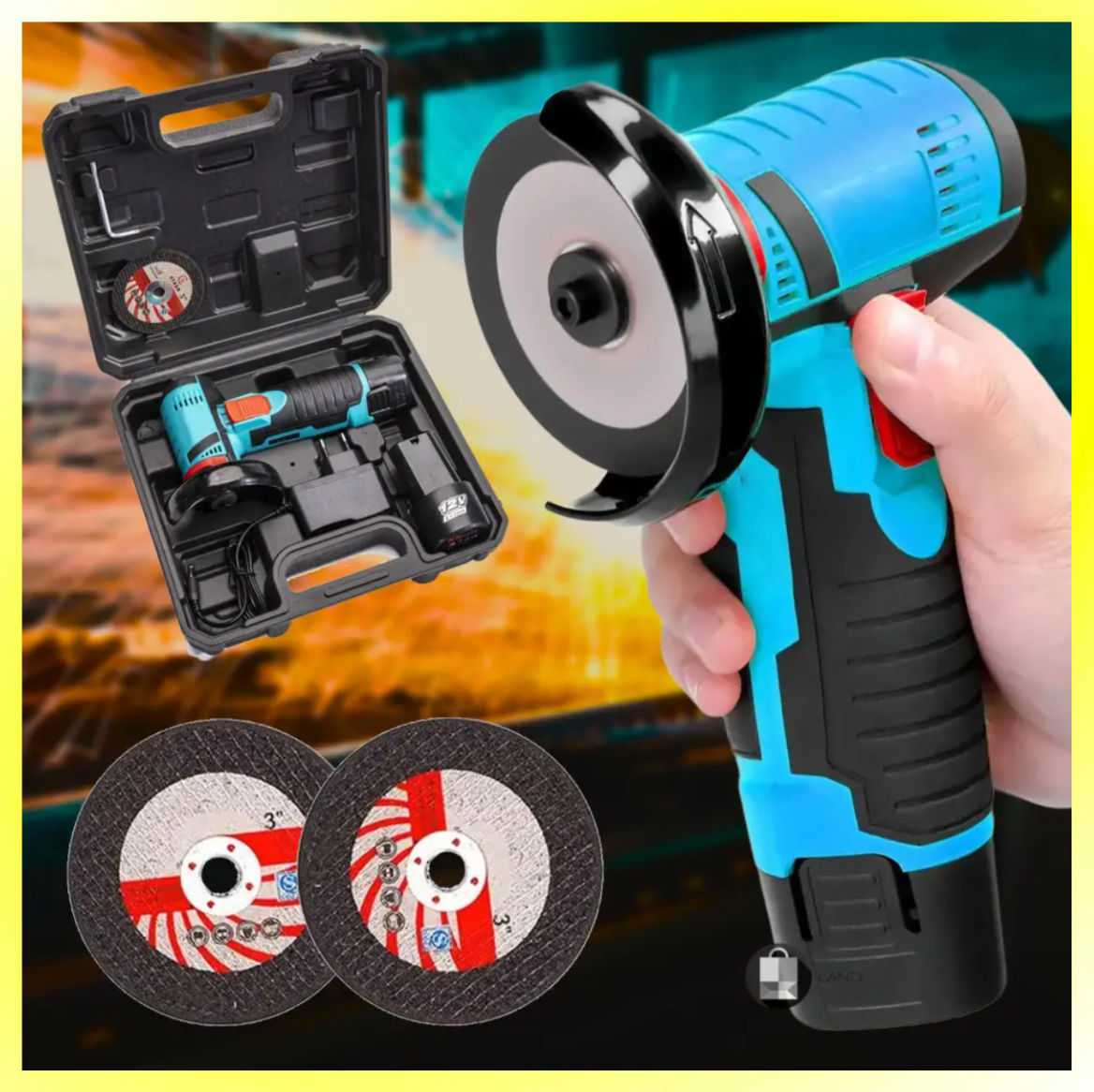 Акумуляторна болгарка 12 V 2 Ah Електроболгарка в кейсі з 2 ...