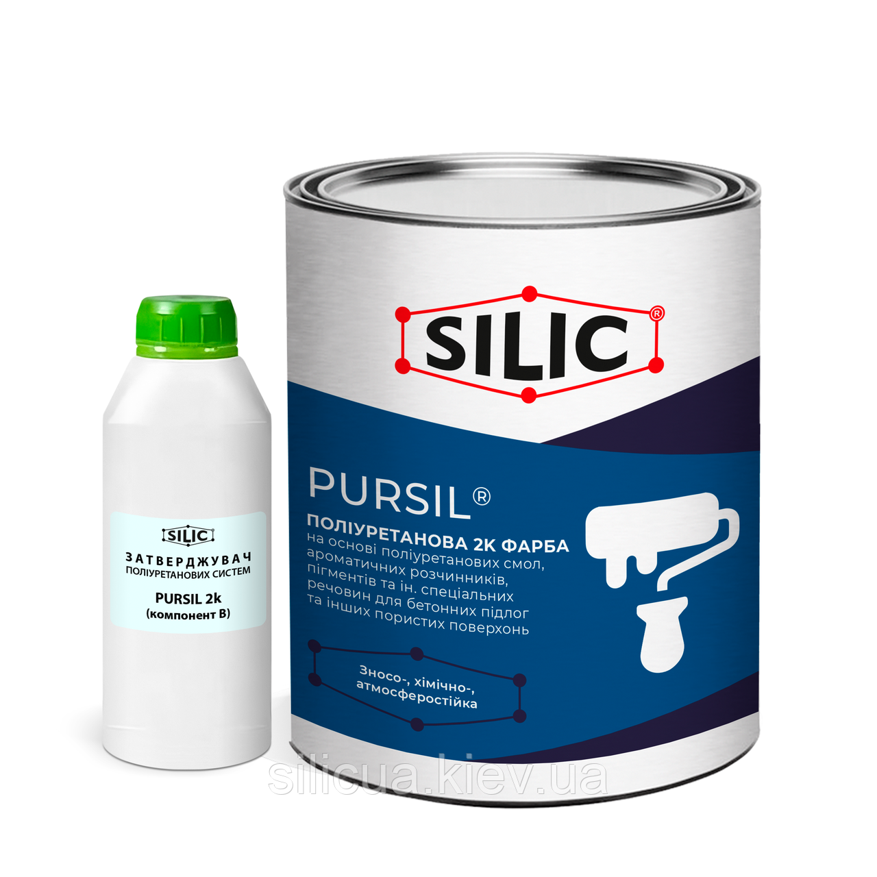 Поліуретанова двокомпонентна фарба по бетону Pursil Silic (комплект 1кг)