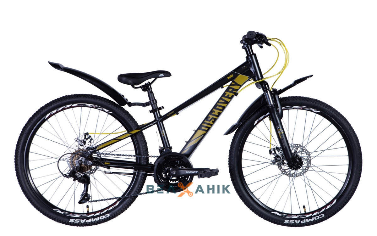Велосипед 24" Discovery QUBE AM DD (рама 11,5") чорно-жовтий мат