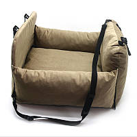 Автокресло сумка-переноска лежак Блиц для кошек и малых пород собак 50х60х42 см бежевая