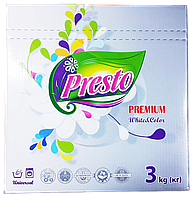 Концентрований пральний порошок Presto Premium White & Color 3 кг