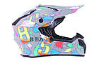 Шолом (кросовий) VIRTUE MD-911 сірий із кольоровою графікою [M], фото 3