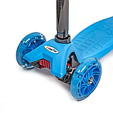 Дитячий триколісний самокат Scale Scooter Maxi до 60 кг + колеса, що світяться (Синій), фото 7