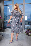 Шифоновое женское летнее платье Тканина: креп шифон + подкладка Размер 52,54,56,58