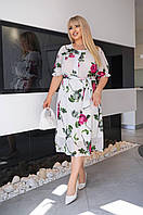 Шифоновое женское летнее платье Тканина: креп шифон + подкладка Размер 52,54,56,58