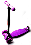 Дитячий триколісний самокат Scale Scooter Maxi до 60 кг + колеса, що світяться (Фіолетовий), фото 4