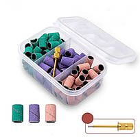 Набір шліфувальних насадок / барабанчиків 75 шт/уп. (80, 120, 180 грит) + основа в комплекті – 348