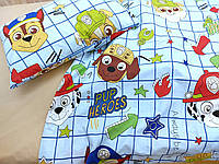 Ткань для детского постельного белья, Люкс Турция, Щенки патруль клетка,100% хлопок Остаток 1,15 м