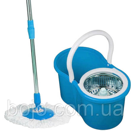 Швабра з відром з автоматичним віджиманням та полосканням Magic Mop Easy 360 на 10 літрів, Блакитний, фото 3
