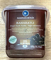 Маслины (оливки) черные вяленые с косточкой со специями 400 г Baharatli Kuru 2XS (351-380) Marmarabirlik