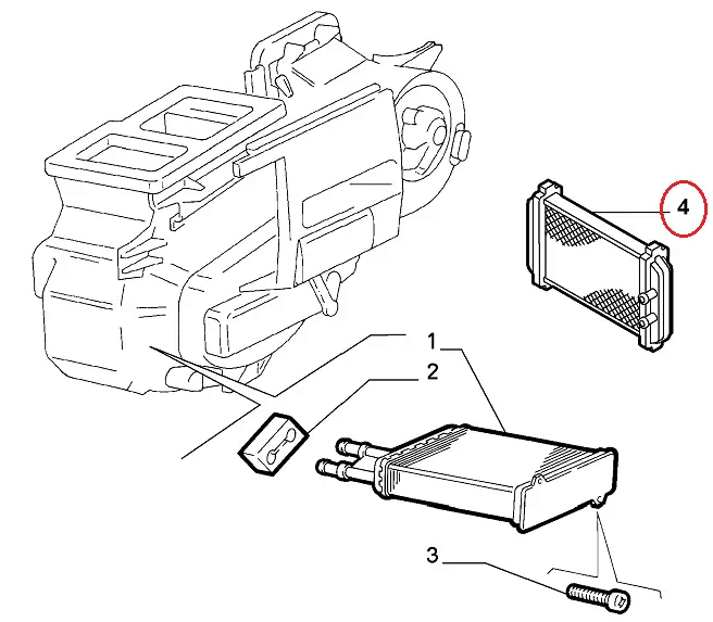 Радіатор опалювача (пічки) на Fiat Ducato 244, Peugeot Boxer, Citroen Jumper (2002-2006), 46722710, 6448H8, Mahle, Німеччина