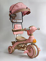 Велосипед детский трехколесный с козырьком и родительской ручкой MBL Y004 Pink-Beige
