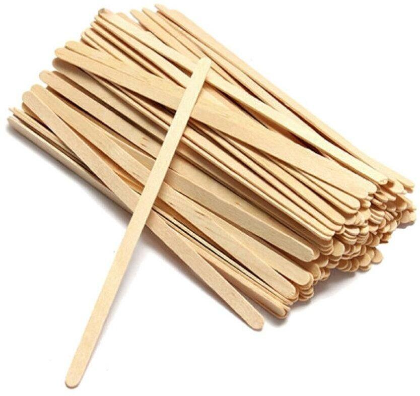 Дерев'яні тонкі шпателі (палочки) одноразові для депіляції воском 140х60мм, 100шт./уп. 346, фото 1