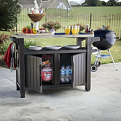 Садовий стіл для барбекю Keter стіл UNITY XL Стіл-шафа для барбекю 207 л Столи для барбекю із пластику