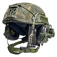Комплект тактичний шолом Sestan-Busch Helmet BK-ACH-HC, Олива, (M/L) навушники Earmor М32 і посилені кріплення типу "чебурашка"