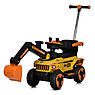 Електромобіль екскаватор каталка-толокар Bambi M 5783BLR з батьківською ручкою та пультом керування Жовтий, фото 2