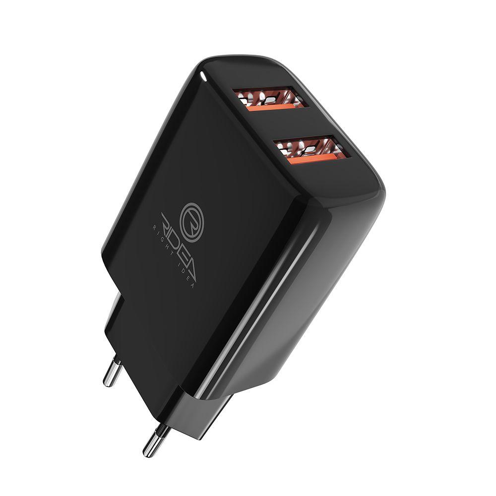 Мережевий Зарядний Пристрій Ridea RW-21011 Element Duo 2USB 2.1 A Колір Чорний