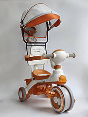 Велосипед дитячий триколісний із козирком і батьківською ручкою MBL Y004 White-Orange