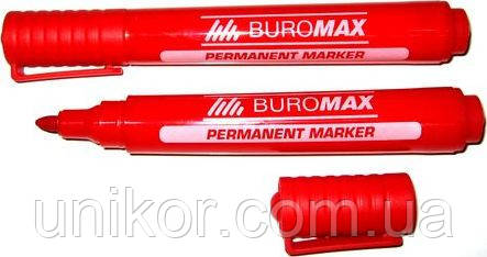 Маркер перманентний круглий 2-4 мм, стержень червоний. BuroMax